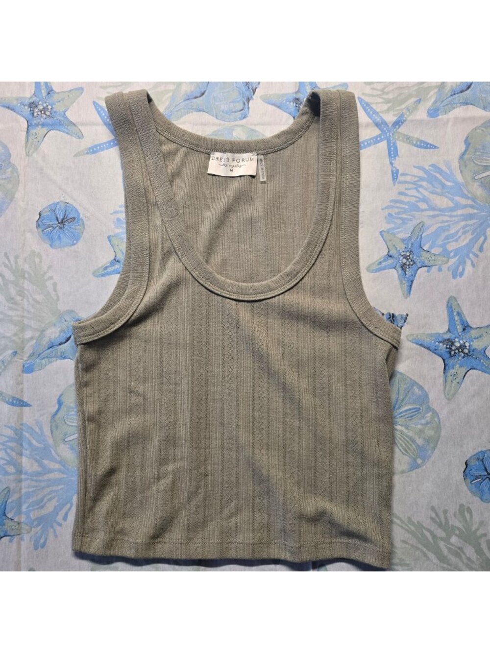 Dress Forum Cropped Ribbed Scoop-Neck Tank Top Womens Sz M (SKU 0218)